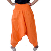 Cotton Harem Pants, Aladdin Baggy Pants For Women, Yoga Trousers in Orange Color